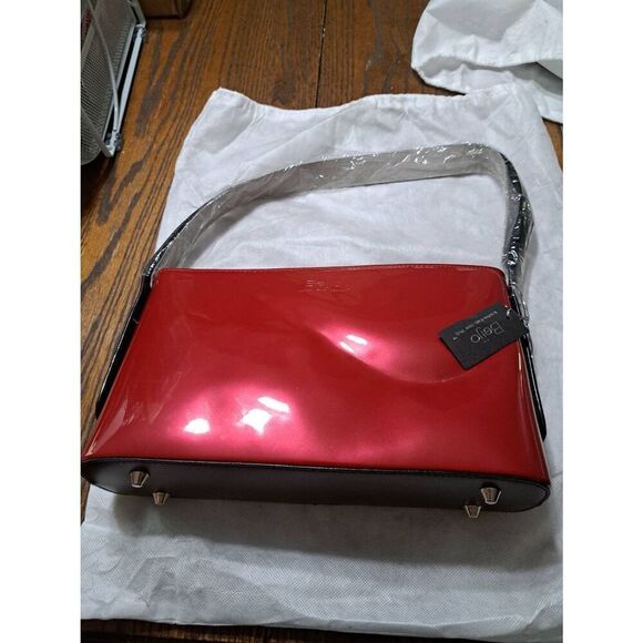 New Beijo 6190 Red Berry and Black Purse Handbag Shoulder Bag Pocket Book - Picture 1 of 10